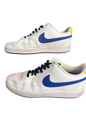 Nike Court Vision Low Sneakers White Hyper Royal Blue Yellow DM1187 102 Sz 10
